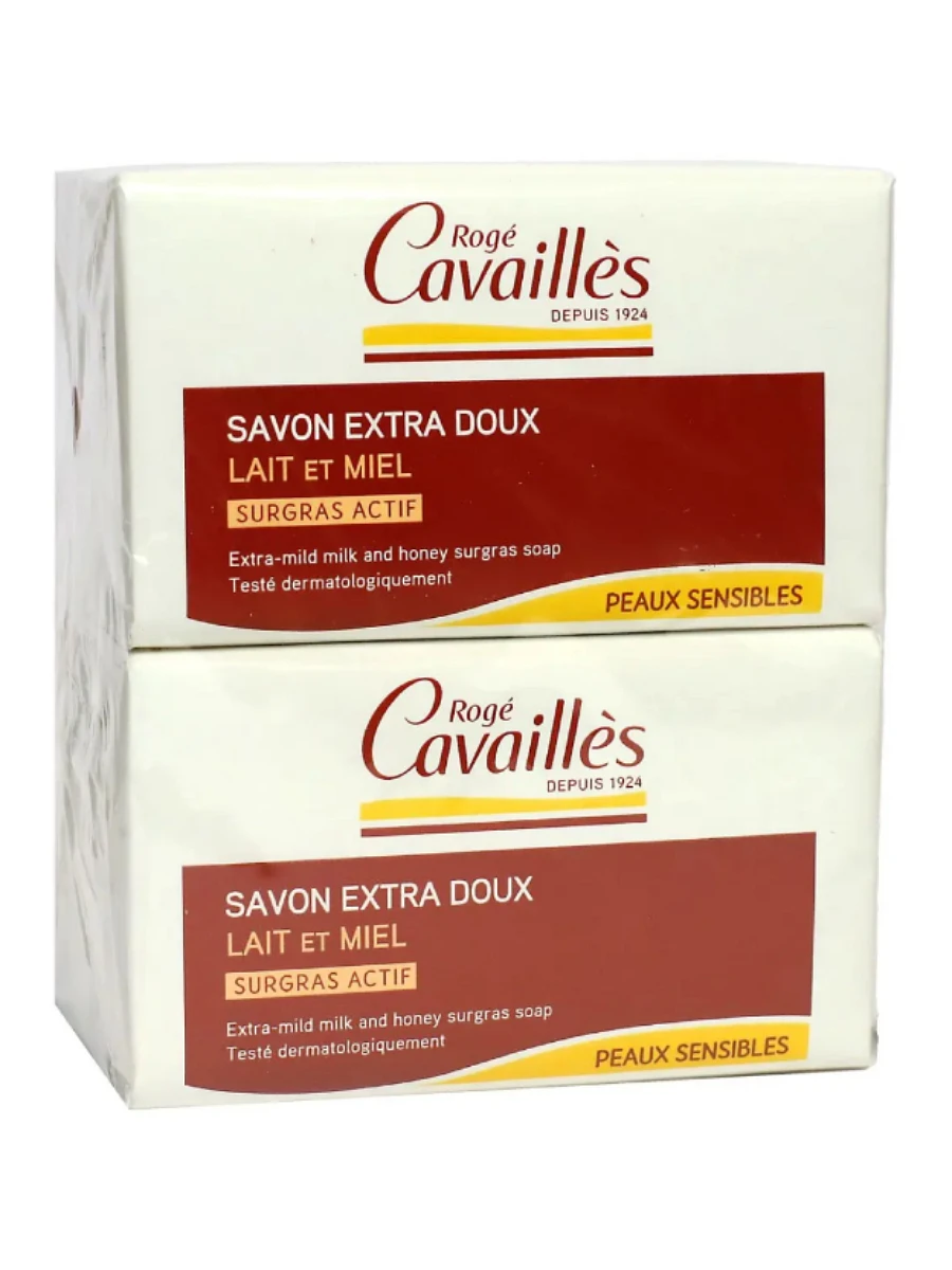 Lot de 2 Savons surgras extra-doux lait & miel 4x250g