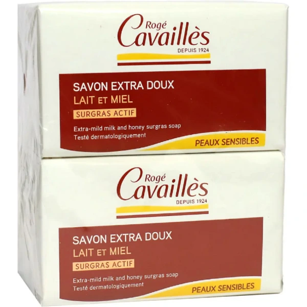Lot de 2 Savons surgras extra-doux lait & miel 4x250g