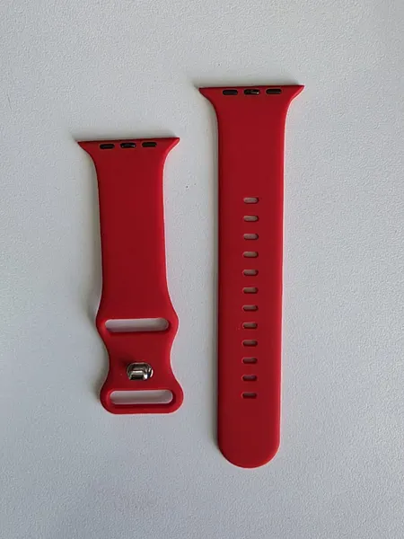 Bracelet silicone rouge Apple Watch cadran 42/44/45/49mm