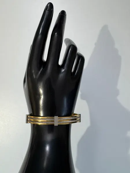 Bracelet en acier inoxydable doré/argenté semi-tressé