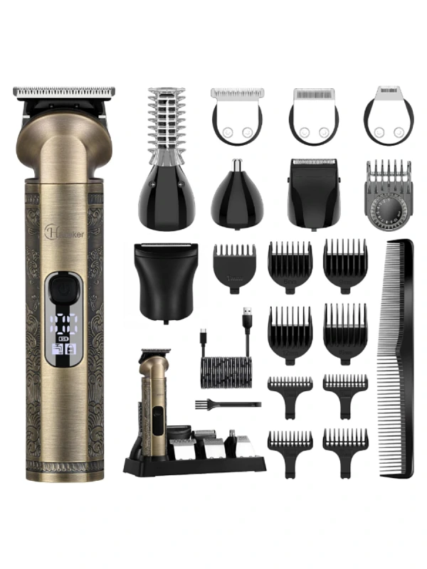Tondeuse homme multifonction Hatteker 8-en-1 – Barbe, Cheveux, Corps et Nez avec lame en T de précision et rasoir électrique