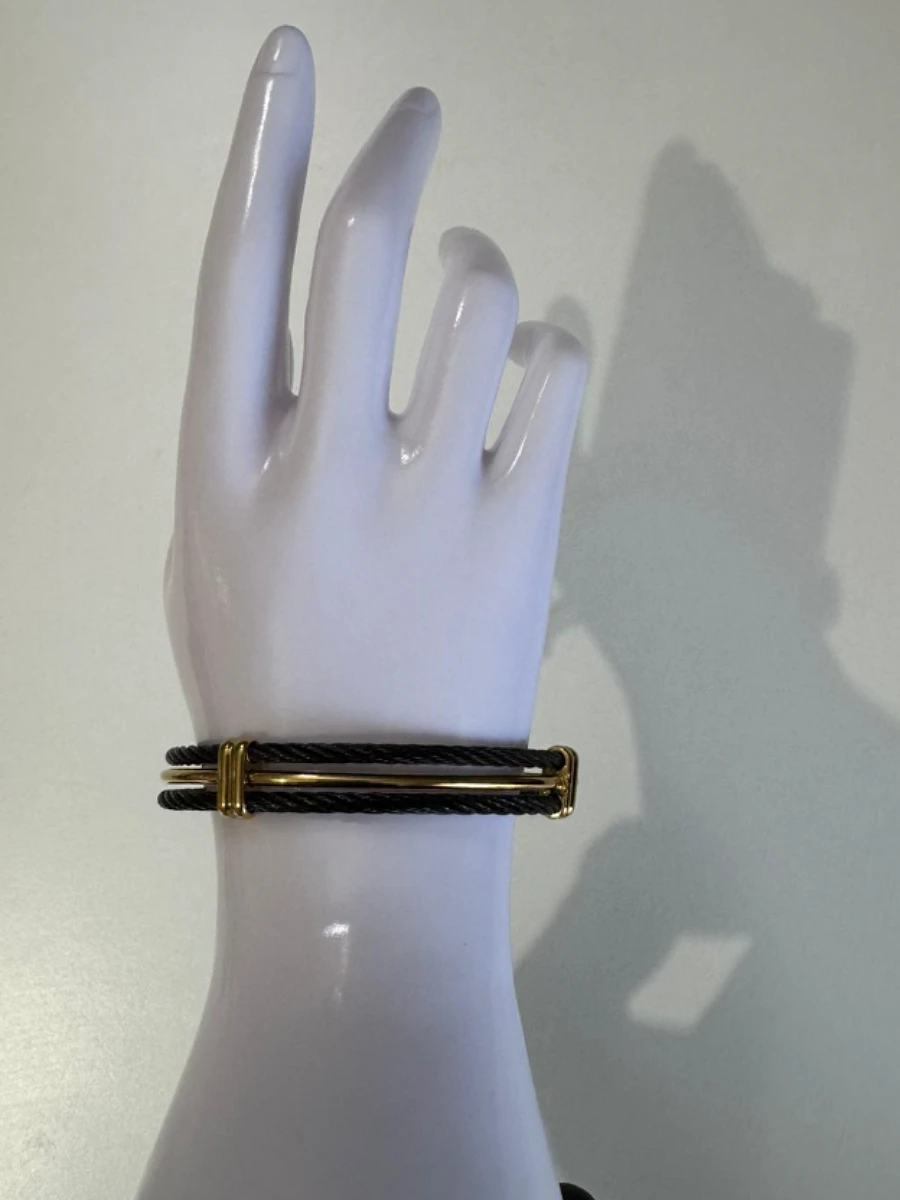 Bracelet tressé en acier inoxydable noir/doré