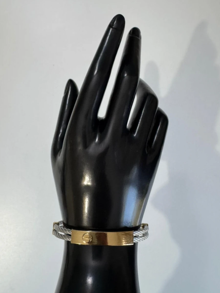 Bracelet tressé en acier inoxydable argenté/doré