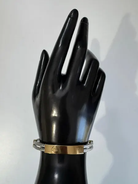 Bracelet tressé en acier inoxydable argenté/doré