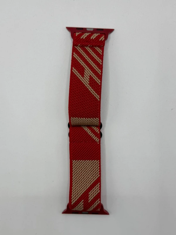 Bracelet Apple Watch 44mm tissu rouge/beige