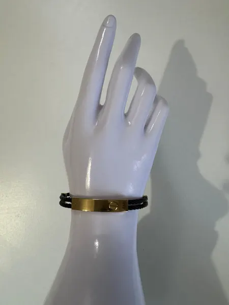 Bracelet tressé en acier inoxydable noir/doré