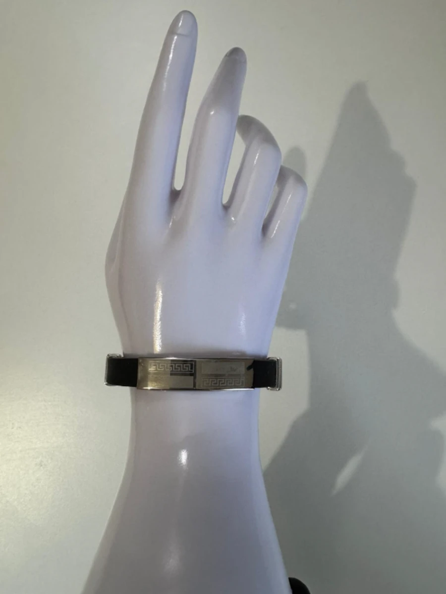 Bracelet silicon/acier noir/argenté