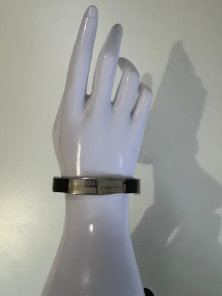 Bracelet silicon/acier noir/argenté