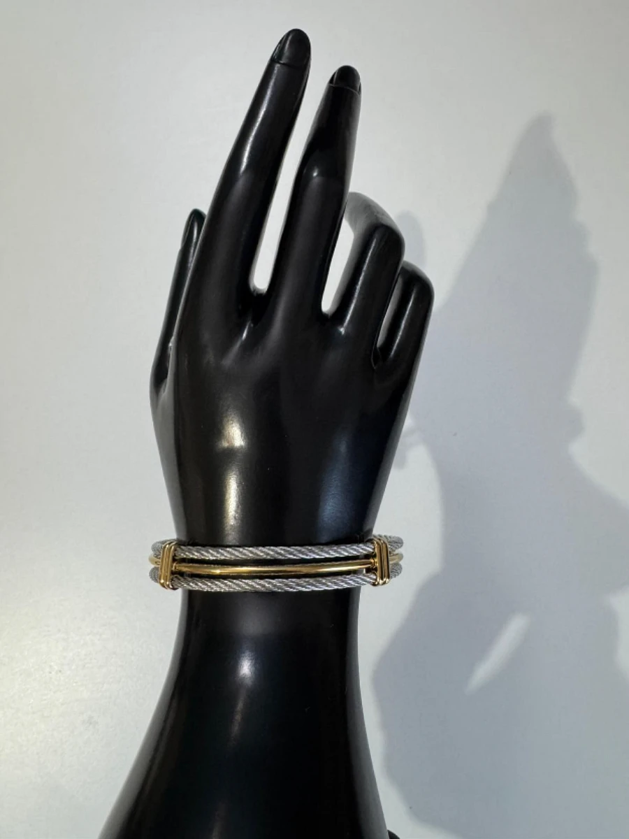 Bracelet semi-tressé en acier inoxydable argenté/doré